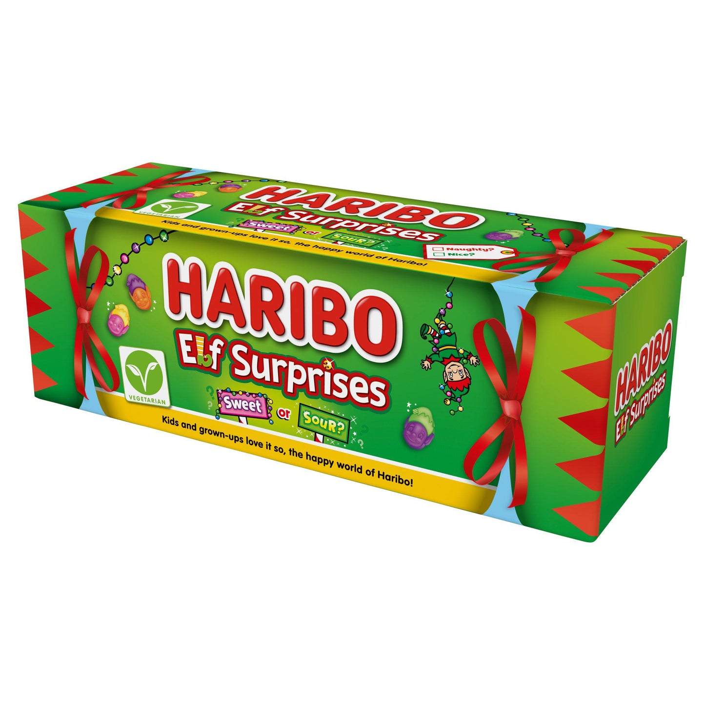 Haribo Elf Surprises Sweet & Sour Fruit Flavour Chewy Sweets Gift Tube 120g