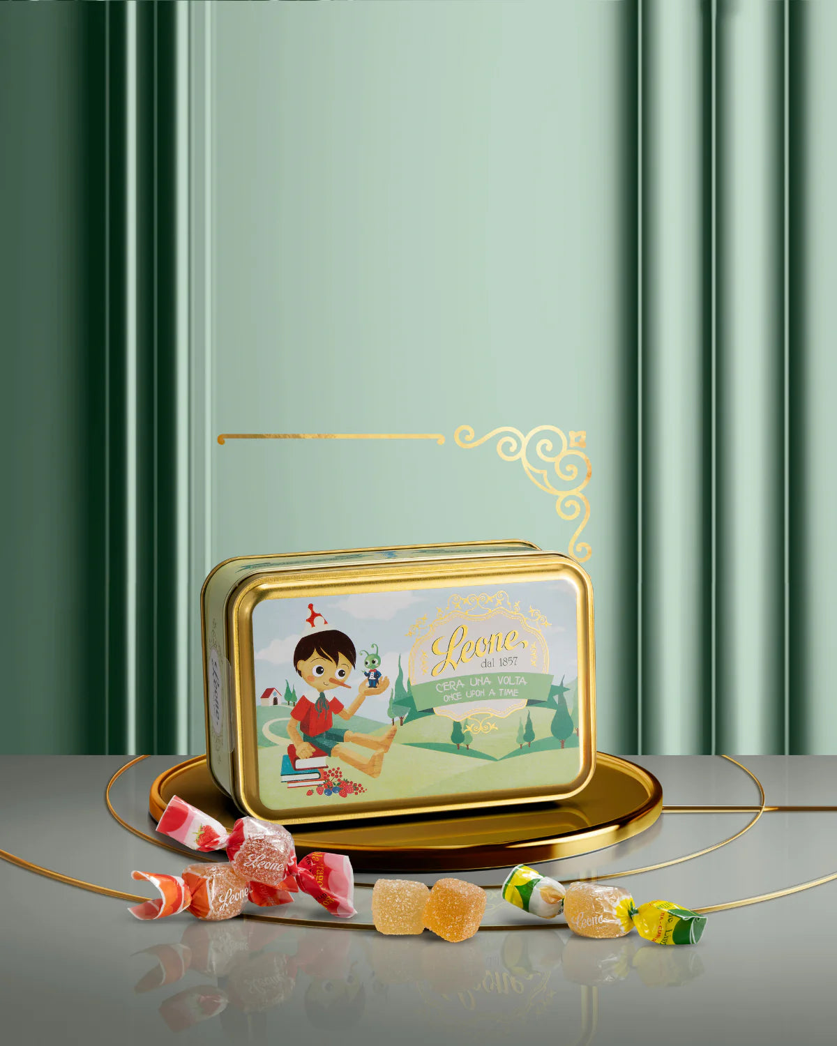 Leone Once Upon A Time Pinocchio Tin Fruit Jellies - 100g