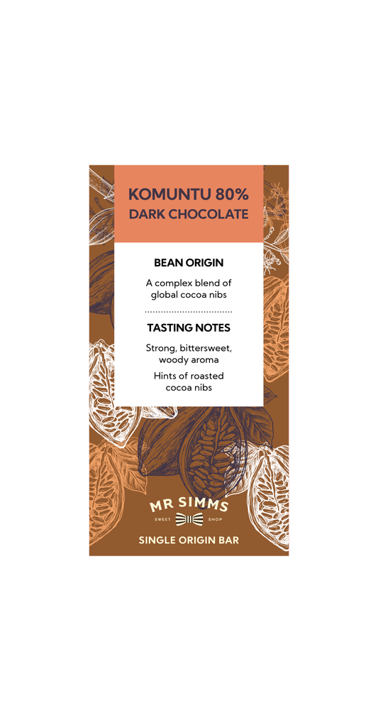 Komuntu 80% Dark Chocolate Handcrafted Single Origin Bar 40g