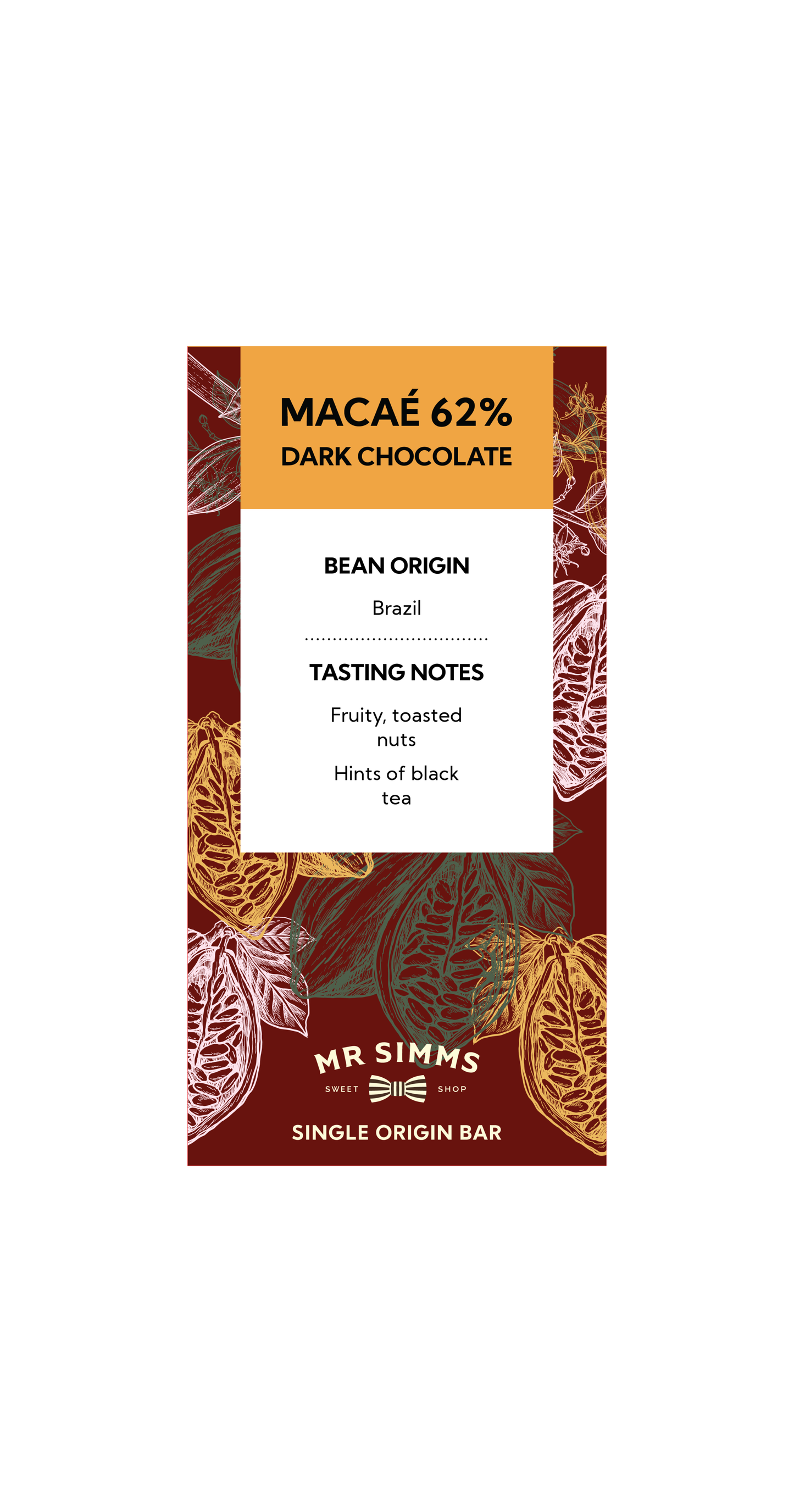 Macae 62% Dark Chocolate Handcrafted Single Origin Bar 40g