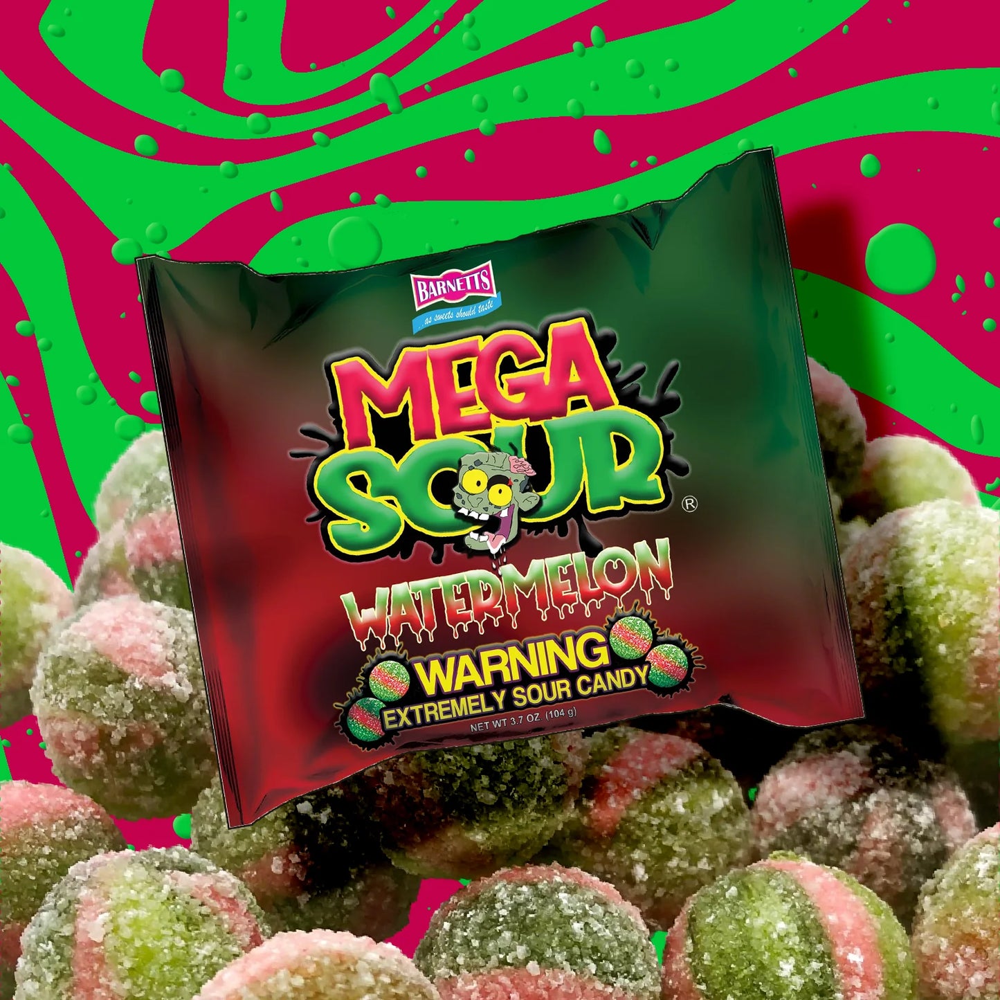 Barnett Sweets Mega Sour Candy Watermelon 104g